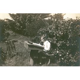 Graham Foote during home schooling at Rockdale Farm, Peak Crossing, Ipswich, c.1947