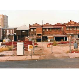 Rear of businesses facing Nicholas Street, Ipswich, 1985