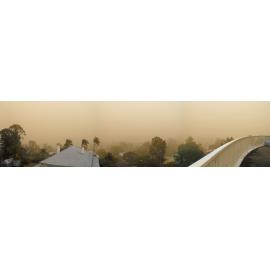 Dust storm over Ipswich from water tower on Denmark Hill, Ipswich, 2009