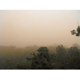 Dust storm over Ipswich from Queens Park lookout, Ipswich, 2009