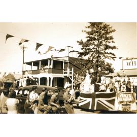 Procession past Royal George Hotel, Rosewood, Ipswich, c.1950