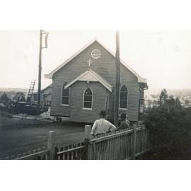 St Joseph's Catholic Church, being moved, North Ipswich, 1947