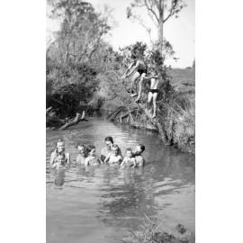 Swimming at Western Creek at Lanefield, near Ipswich, 1950