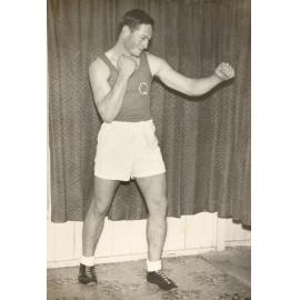 Lance Waldon in his Queensland Boxing Team uniform, 1957