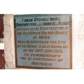 Old Ipswich Railway Bridge Memorial, 254 Brisbane Road, Bundamba, Ipswich, 1991