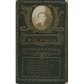 Remembrance card for Mary Johnson, who died in Spring Hill, 1906