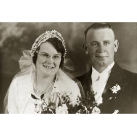 Wedding portrait of Henry and Beryl Rachel Whittaker (nee Casey), Ipswich, 1934