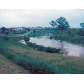 Bremer River, Ipswich, after heavy rain, 1970s