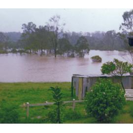 Flooding on the Bremer River at the end of Holdsworth Road, Ipswich, looking towards Chuwar, 1974