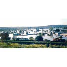 View from Station Hill, Bundamba looking over the flat of Bundamba during the 1974 floods