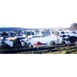View of the flat of Bundamba from Station Hill, Bundamba, during the 1974 floods
