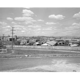 Panoramic view of the North Ipswich Railway Workshops taken from Musgrave Street, North Ipswich, 1958