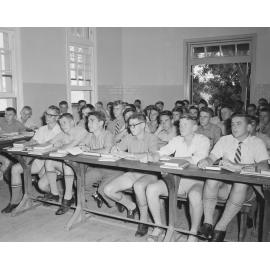 Students in classroom at Ipswich Grammar School, Ipswich, 1959