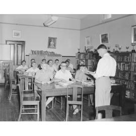 Students in War Memorial Library at Ipswich Grammar School, Ipswich, 1959