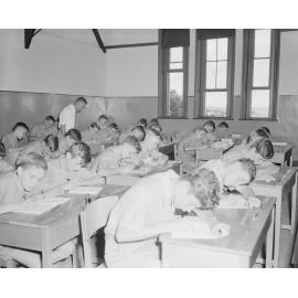 Students in classroom at Ipswich Grammar School, Ipswich, 1959