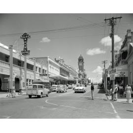 Brisbane and East Streets intersection, looking west along Brisbane Street, Ipswich, 1959