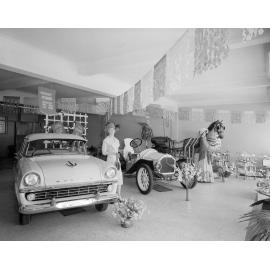 Faulkner Motors Showroom, 154 Brisbane Street, transport display for Ipswich Centenary celebrations, Ipswich, 1960