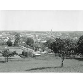 Panoramic view of Ipswich from Limestone Hill (West), overlooking Ipswich Bowls Club, Ipswich, 1930s