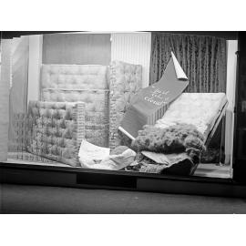 Sleepmaker mattress display in unidentified shop window, Ipswich, c.1950