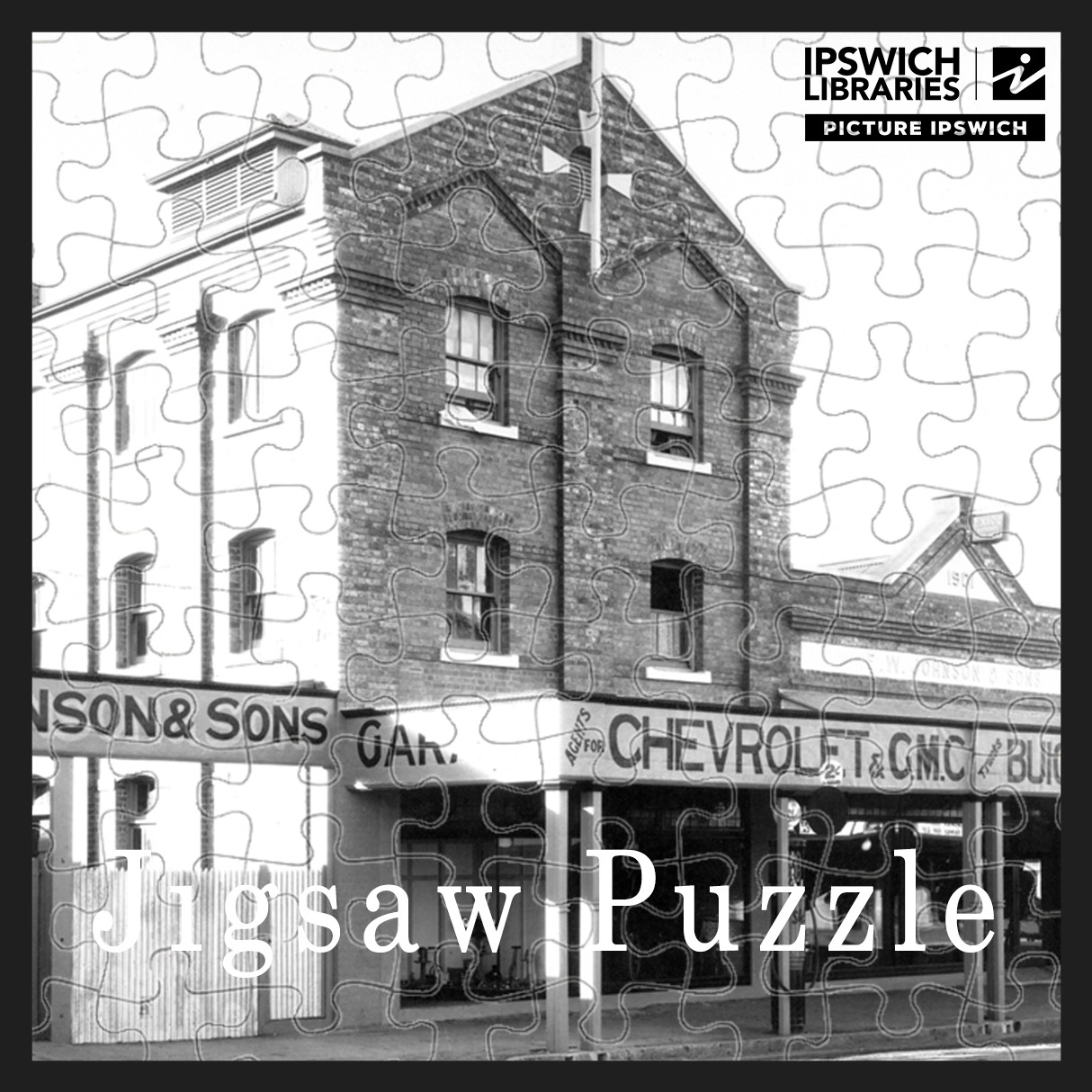 F. W. Johnson &amp; Sons City Motor Works, top end of Brisbane Street, Ipswich, c.1930 (Jigsaw Puzzle)