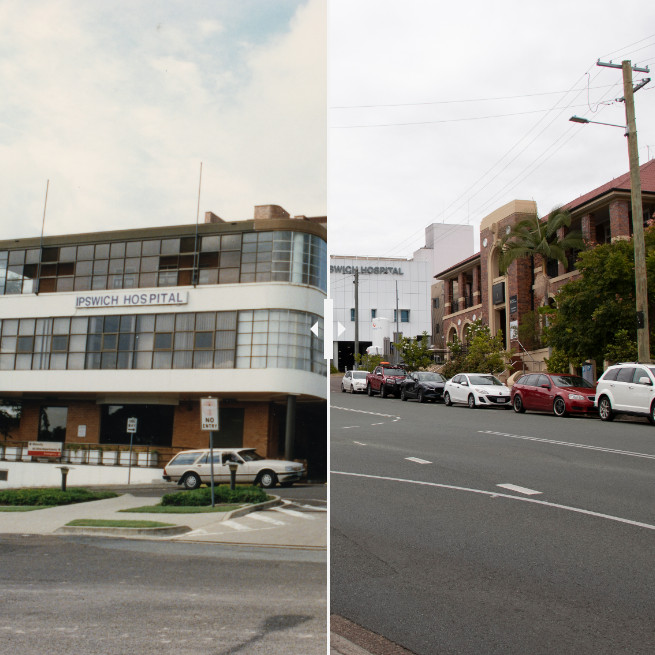 Ipswich General Hospital, Ipswich, 1998 and 2023