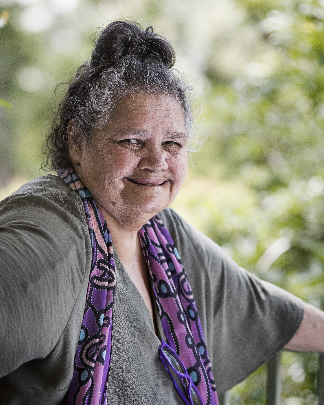 Portrait of Aunty Narrella Simpson, 2026. Portrait Photograph by Jim Filmer, included in 'Still Deadly: Voices of Our Elders' at Ipswich Community Gallery, 27 June - 26 July 2026.