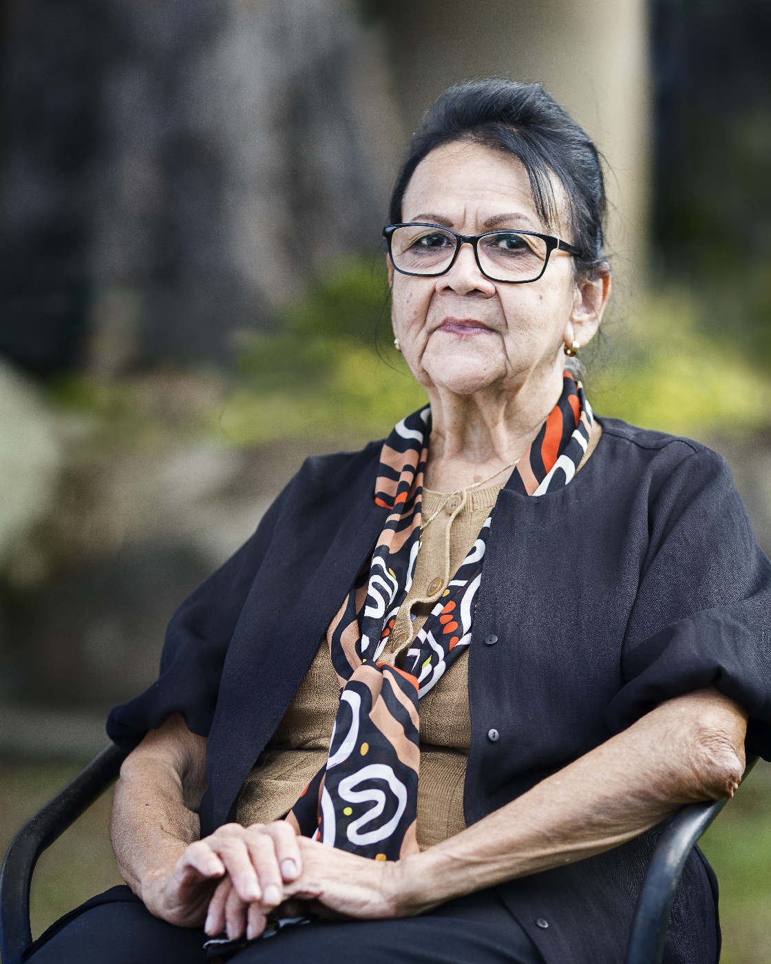 Portrait of Aunty Jill Davidson-Thompson, 2026. Portrait Photograph by Jim Filmer, included in 'Still Deadly: Voices of Our Elders' at Ipswich Community Gallery, 27 June - 26 July 2026.